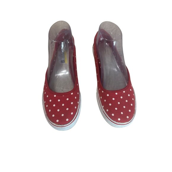 Ellemenno Size 8 Red & White Polka Dot Summer Canvas Slip-On Shoes Women - Picture 5 of 8